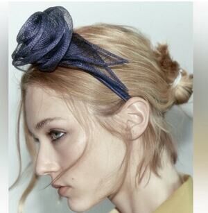 Zara Floral Head Piece Fascinator Navy Blue Derby English Wedding